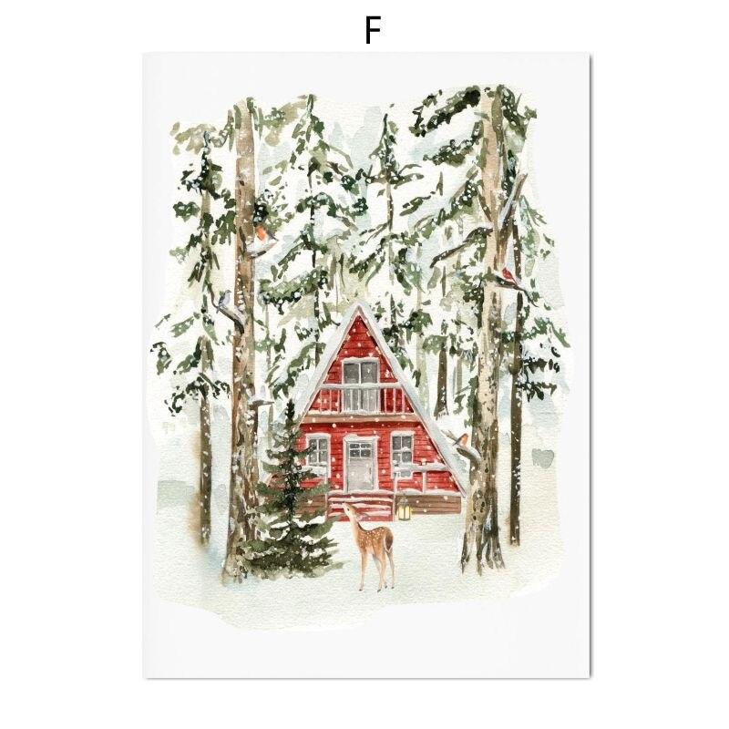 

Картины, настенные художественные рождественские картины в деревенском доме, лесные олени, лесные постеры и принты, зимние картины на холсте, домашний декор 40X50cm No Frame