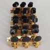 Gold Plated 3+3 Long Position Acoustic Guitar Tuning Pegs with Black Plastic Heads
