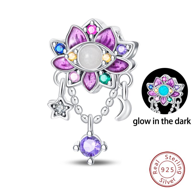 Copper Colorful Luminous Lotus Butterfly Dream Catcher Charms Beads Fit Qikaola Original Bracelets Diy Jewelry