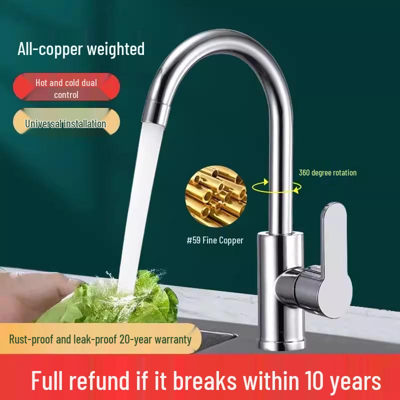 Stainless Steel Anti-Splash Hot & Cold Kitchen Faucet for Vegetable Sink & Washbasin