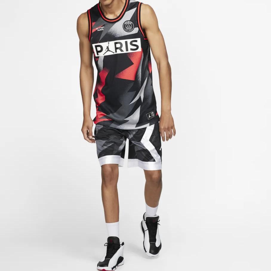 Jordan Paris Saint-Germain Basketball Jersey Mesh Fabric Men Tops Black BQ8357-010