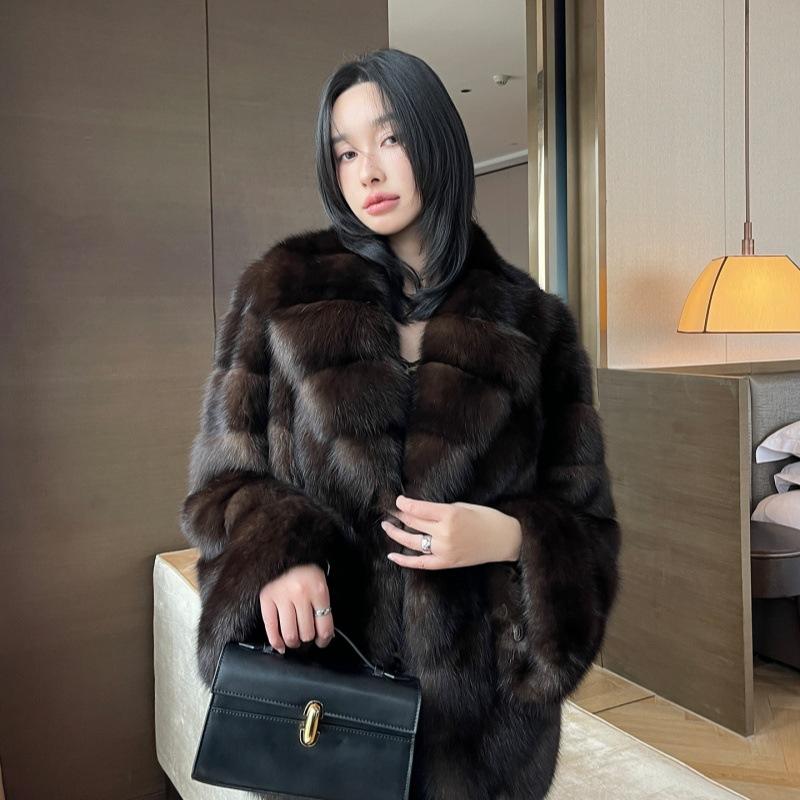 Fur jacket female Russian imported farmer imitation sable suit collar fashion light luxury sable coat winter