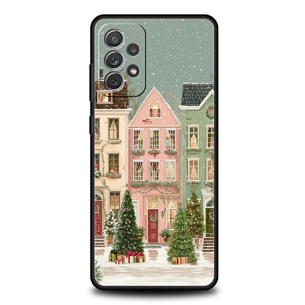 Phone Case for Samsung Galaxy A55 A53 A52 A52S A51 A41 A35 A32 A25 A23 A15 A13 Soft TPU Merry Christmas Beautiful Winter Snow