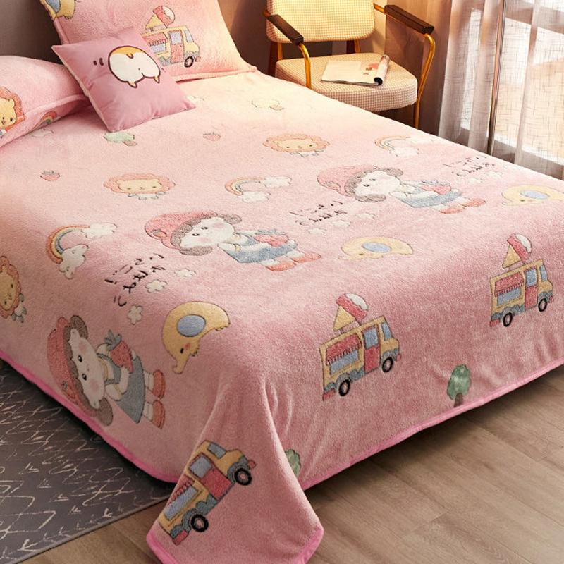 Cearşaf de pat din catifea Coral de iarnă, de uz casnic