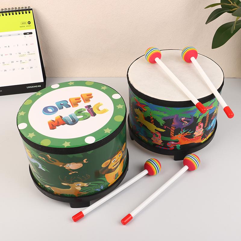 8 Inch Floor Drum With 2 Drum Mallets Preschool Toys Beat Instrument Ground Drum Percussion For Kids Christmas Birthday Gift