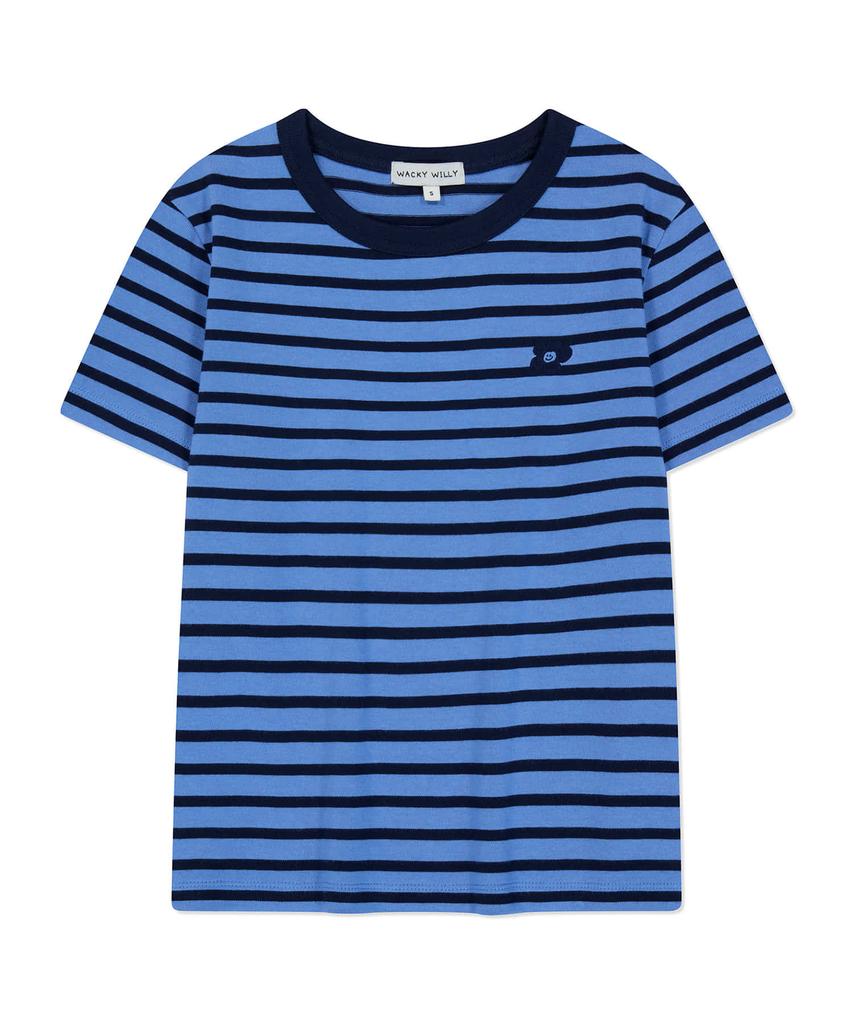 WACKY WILLY Women'S Striped Short Sleeve T-Shirt Navy