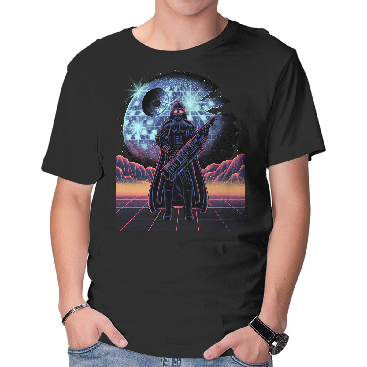 Unisex Crew Neck T-Shirt Synth Lord Graphic Short Sleeve Casual Tee XXL