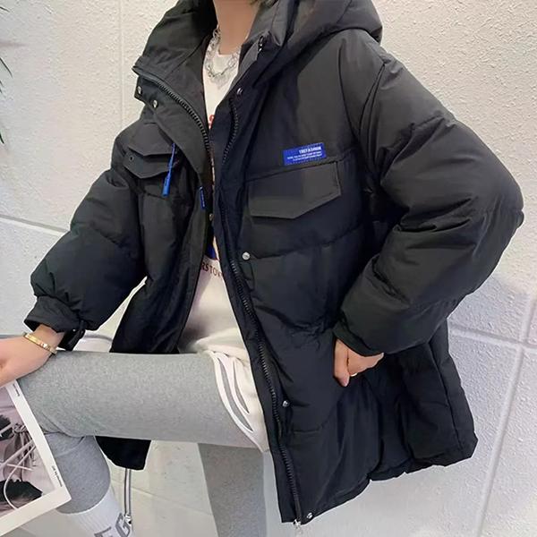 WTEMPO Große, dicke, mit Plüsch gefütterte Mäntel aus Baumwolle Lose Daunenjacken für Damen Baumwollmäntel mit Reißverschluss und Taschen