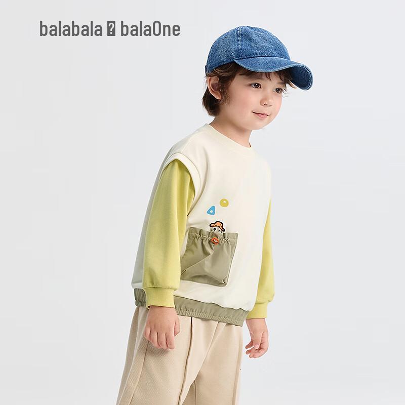 Balabala balaOne Boys' Faux Two-Piece Colorblock Long Sleeve Sweatshirt