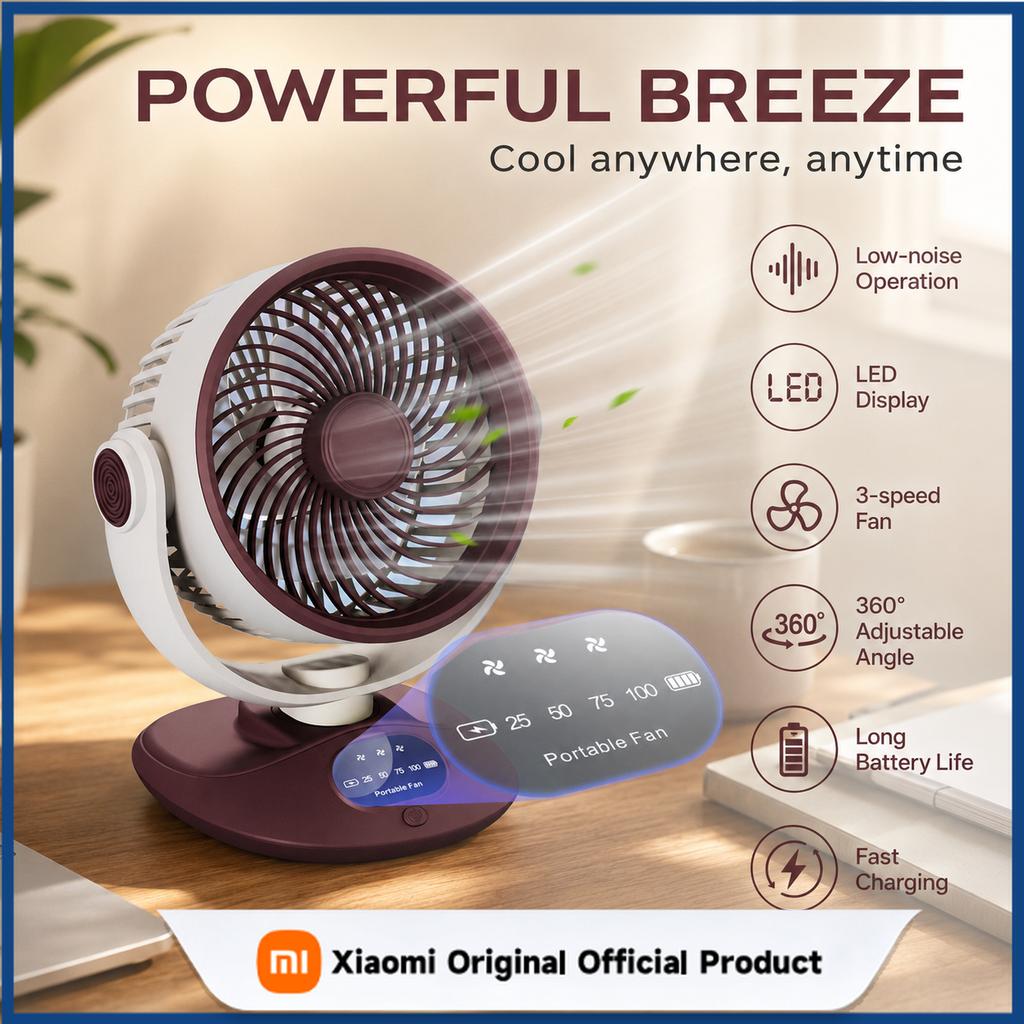 Xiaomi Low-noise Desktop Fan with LED Display 360° Adjustable Angle Personal Summer Cooling Fan 3-speeds Wind for Home Office Bedroom