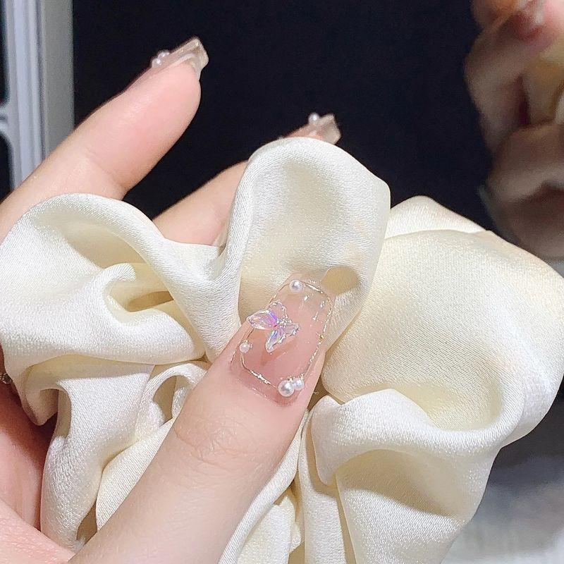 

100 PCs Aurora Nail Art Butterfly Ornament Resin Transparent Stereo New Arrival Nail Decoration Website Red Best Selling Manicure Jewelry 100 white Aurora stereo butterfly [with pearls]]