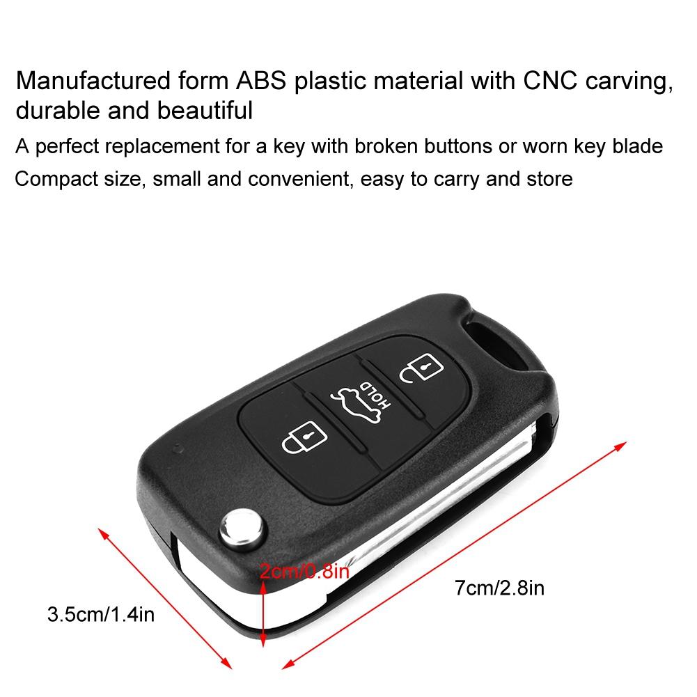 Flip 3 Button Remote Key Fob Case Shell Cover Fit For KIA Rondo Sportage Soul Rio