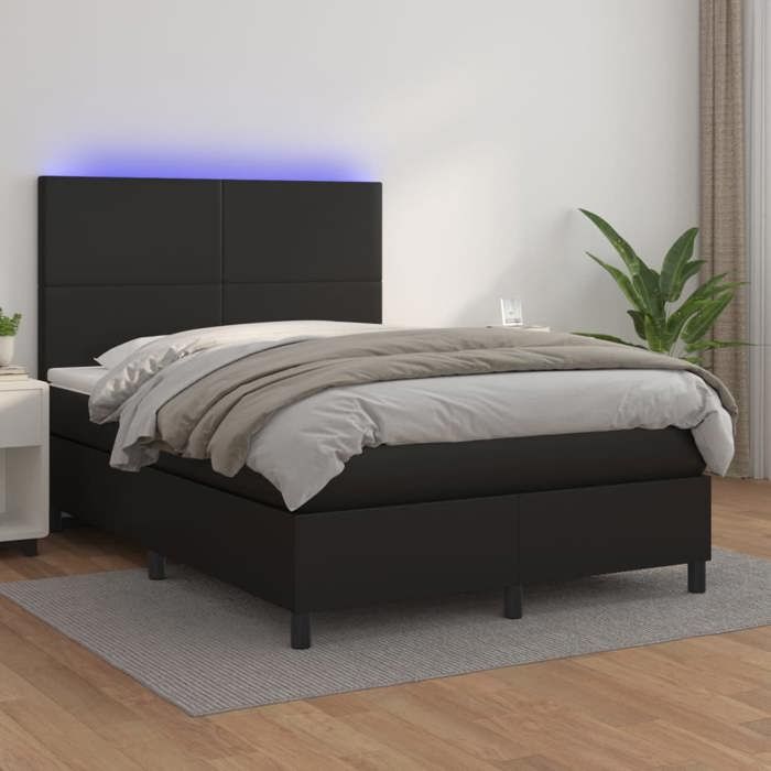 VidaXL Sommier à Lattes de Lit avec Matelas et LED, Lit Rembourré, Lit Double, Lit Adulte de Chambre à Coucher Intérieur, 3135825