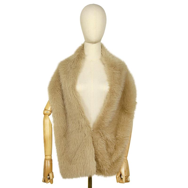 WTEMPO Winter Warm Faux Fur Wedding Dress Shawls Soft Plush Shawls for Performance/Party Retro Long Shawls Windproof Cold-proof Wide Scarves
