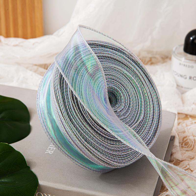 4cm x 10 Yards Iridescent Fishtail Yarn Ribbon, Polyester Lace Tulle for Floral Art & Baking.