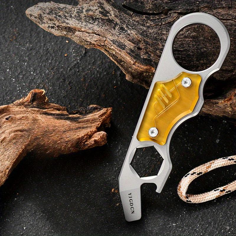 14 mm Titanlegering Multiverktyg Kofot, Flasköppnare, Skiftnyckel, Kompakt EDC Campingutrustning, Lättvikt, Hållbar Design, Campingtillbehör
