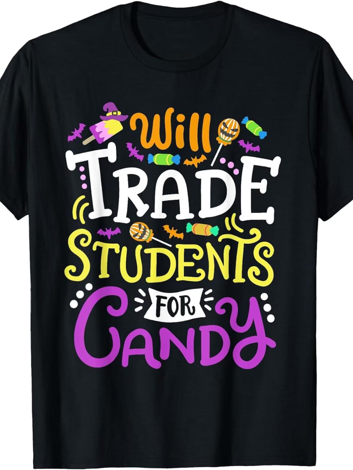 Plus Size - Plus Size, Women S Funny Will Trade for Candy Teacher T-Shirt S разноцветный