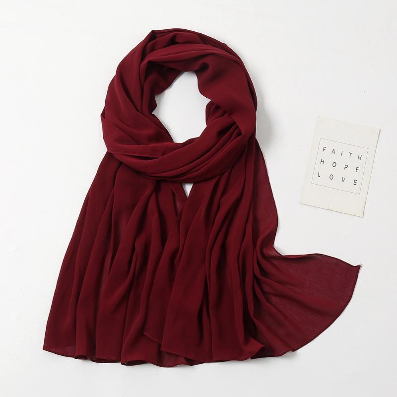 Monochrome natural wrinkled chiffon headscarf breathable pleated bag headscarf YW breathable sunscreen