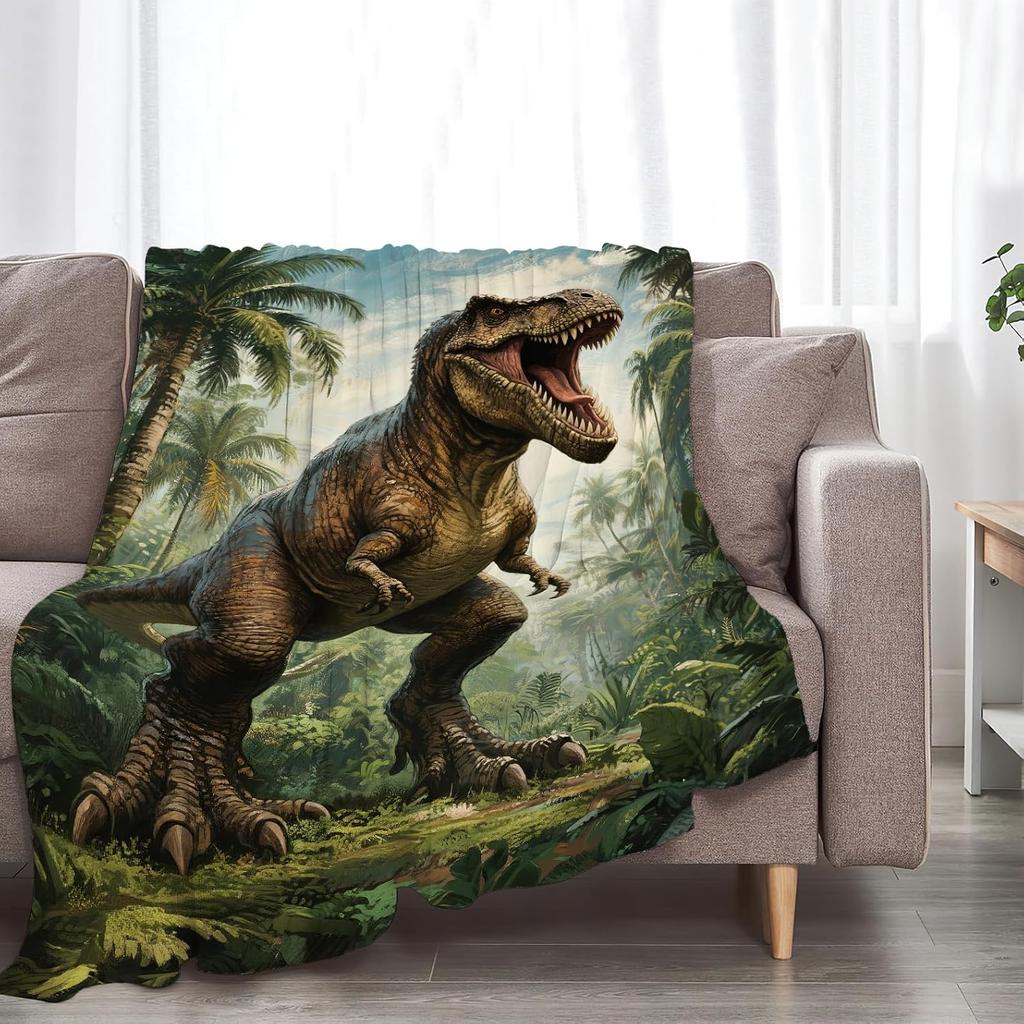 Tyrannosaurus Rex Dinosaur Throw Blanket Artistic Wildlife Portrait Unique Gift Home Bedroom Decorative Accessory