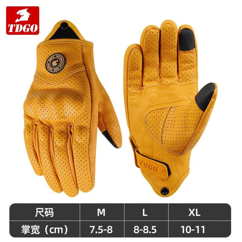 Mens Motorcycle Gloves Half-Finger Vintage Style Breathable Anti-Slip Full-Hand Riding Gear Biking Commuting