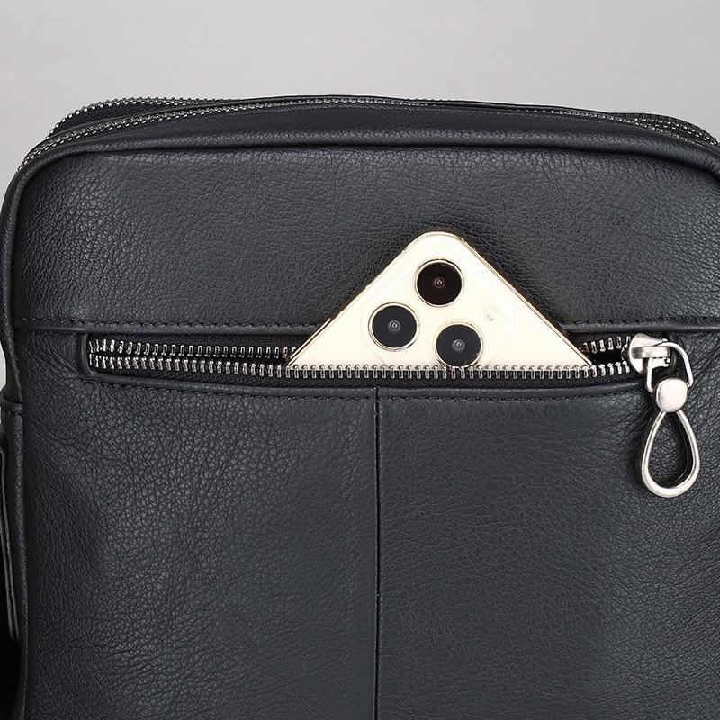 Men'S Leather Messenger Bag Shoulder First Layer Cowhide Business Casual Vertical Phablet Mobile Phone Bag Men'S Bag Business Commute
