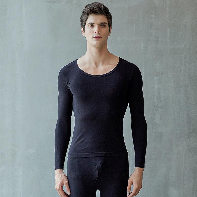 

Мужской бесшовный комплект термобелья — удобный, облегающий, с высокой эластичностью, круглым вырезом сверху и снизу для осени и зимы One Size