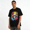 Cool Skull With Headphones Graffiti Style Graphic Casual Tee Pure cotton T-shirt