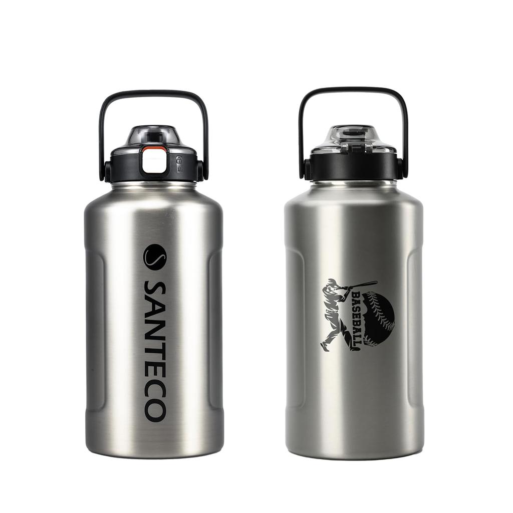 SANTECO 1900ml Vacuum Insulated Water Large Keeps Drinks Hot or Includes Compatible with Direct Drinking Sports Stylish Stainless Steel ERIE 3D Print