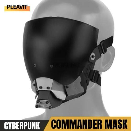 PLEAVIT Cyberpunk Cosplay Helmet, Full Face Mask for Airsoft (Black)