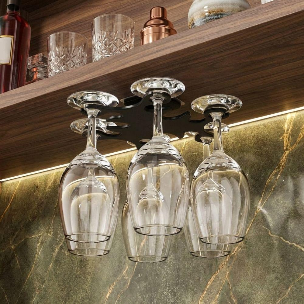 No Punching Glasses Hanging Rack Wall Mounted Goblet Hanging Rack Red Wine Cup Holder  Dining Rooms