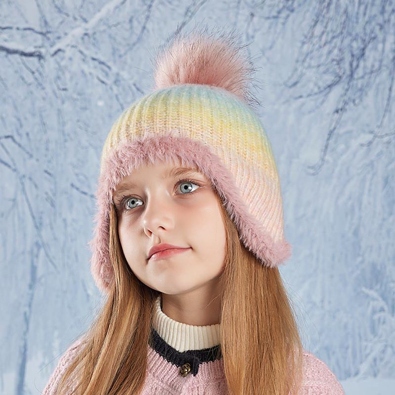 Childrens Knitted Cap With Windproof Design And Soft Acrylic Material For Winter