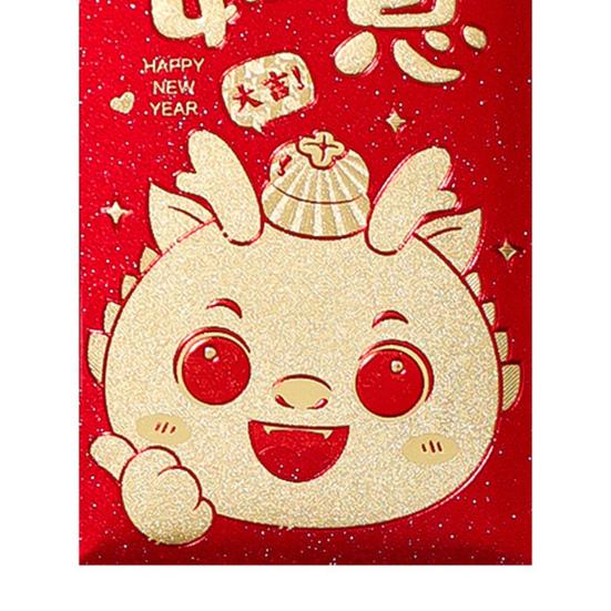 6 sztuk smok czerwona koperta pakiet kreskówka zodiak smok i szczęście błogosławieństwo słowa wzory szczęście papierowa portmonetka dla dzieci przyjaciele śliczne