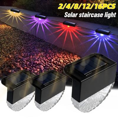 Solar Deck Lights Outdoor Waterproof LED Lights for Patio Stairs Yard Garden Pathway Step and Fences Solar Charging Warm White Light/Colour Changing