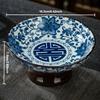 Chinese Ceramic Fruit Plates Retro High-legged Dessert Snacks Plate Trays Blue and White Porcelain Tableware Kitchen Supplies