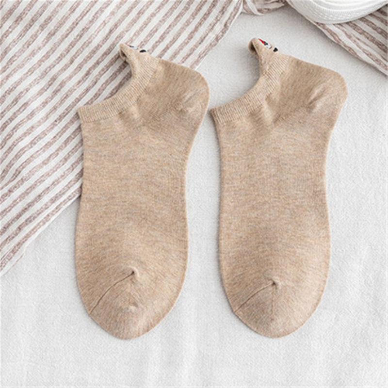 Kawaii Expression Brodée Couleur Bonbon Chaussettes Femme Happy Mode Filles Cheville Sokken Drôles Coton Unisexe Noël Dropship