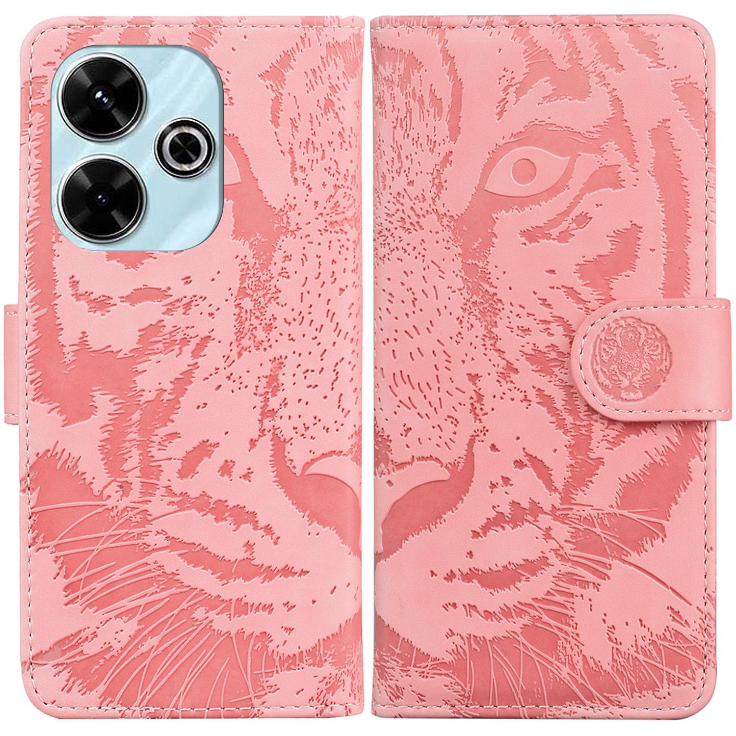 

For Xiaomi Redmi 13 5G/13 4G/Poco M6 4G Case Tiger Imprint Anti-Fall PU Leather Phone Cover C