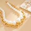 Exaggerated Style Imitation Pearl Beaded Jeans Chain Women, Fashionable Metal Thick Chain Waist Chain Pendant