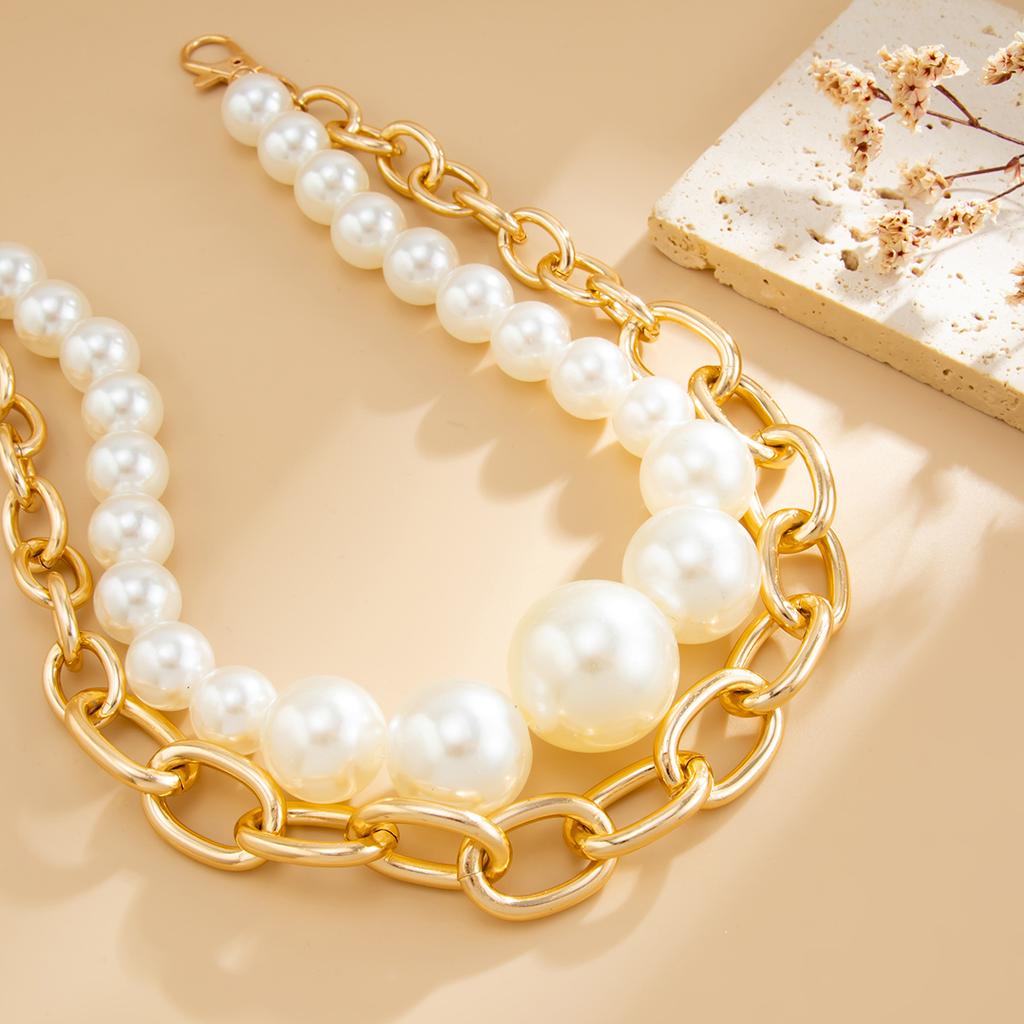 Exaggerated Style Imitation Pearl Beaded Jeans Chain Women, Fashionable Metal Thick Chain Waist Chain Pendant