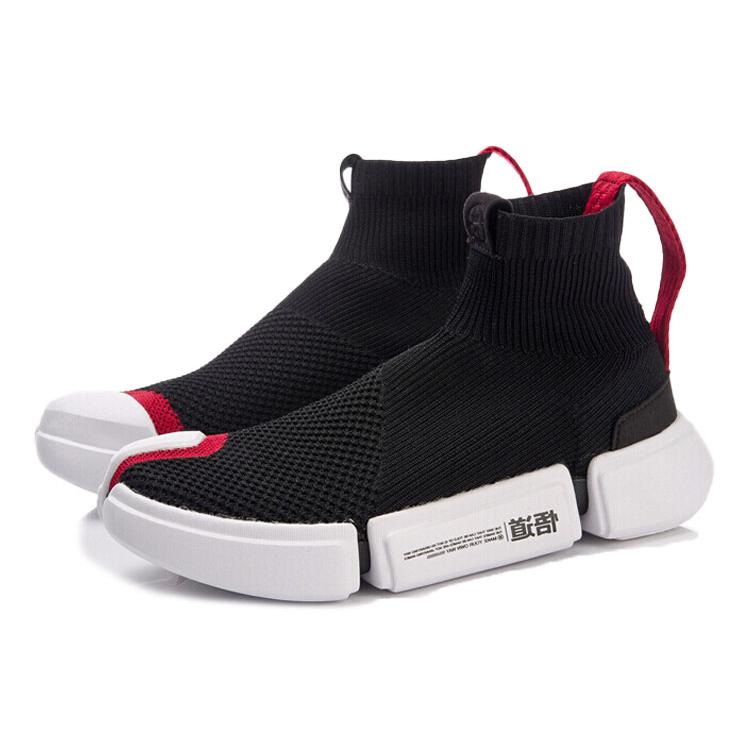 Li Ning Wear resistant And Lightweight High top Vintage Basketball Shoes Women's Black White Red ABCM052-1