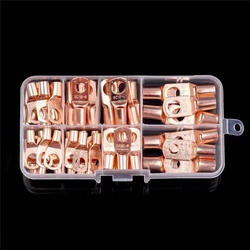 60Pcs Copper Lugs Rings Crimps Terminals Battery Wire Welding Cable Connectors Eyelets Tubular Rings Terminals Connectors