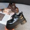 Fashion Women's Fashion Thick Heel Shoes Spring New Round Head Deep Mouth Front Lacing Thick Soles Non-slip Low-top Shoes