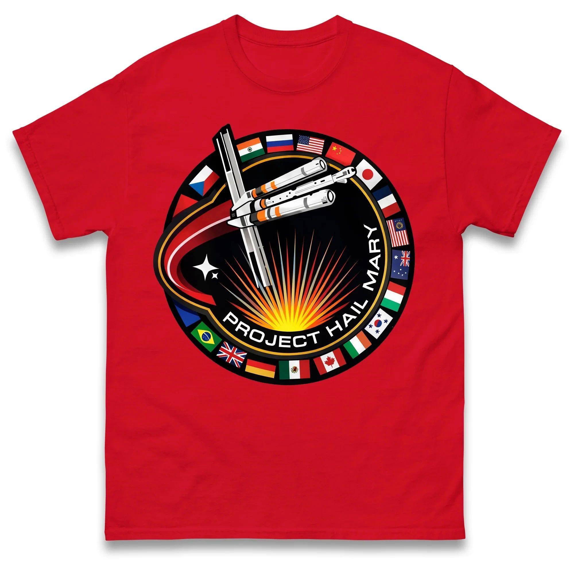 Project Hail Mary Spaceship with Nation Flags Mission Patch T Shirt Summer Fashion Y2k T Shirt Casual Loose Short Sleeve Unisex S