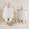 Badkameraccessoires Wandmontage Papierhouder Toilet Goud Handdoekring Zeepbakje Bekerhouder Luxe Keramiek Badkamer Hardware Set