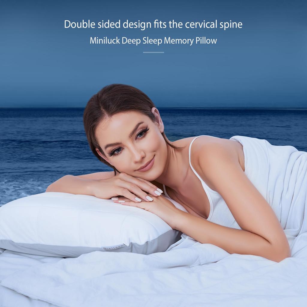 MINILUCK Memory Foam-Kissen, Nackenkissen, Schlafbett, Kingsize, konturiertes Memory Foam-Kissen für Rücken und Bauch, kühlendes orthopädisches Kissen für den Nacken