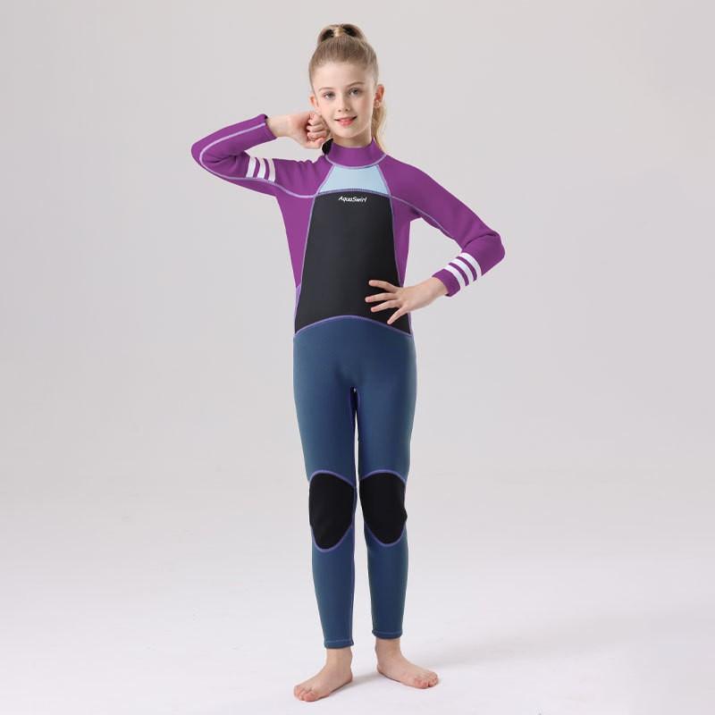 Kids Neoprene Wetsuit Diving Swimming Water Sports Girls Long Sleeve Full Body Suit UV Protection Warm
