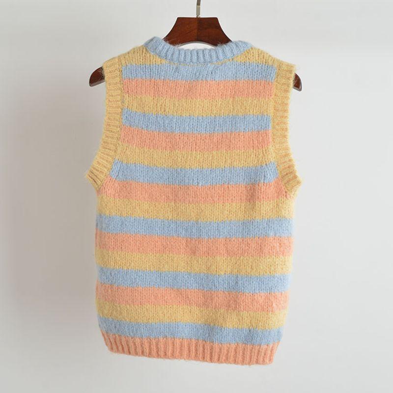 Export Fall/Winter Slim Slim Looking Wear Preppy Style Sleeveless Pullover Knitted Vest Sweater Top Ladies