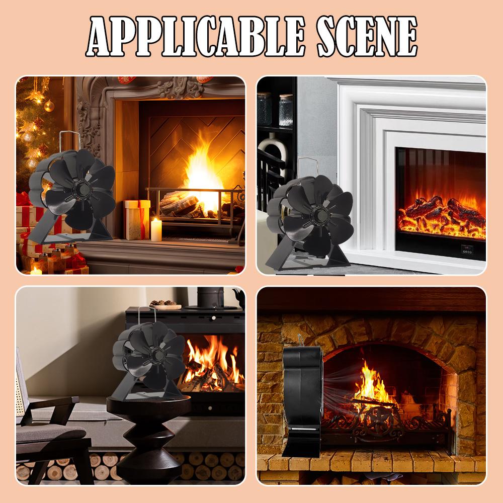 6 Blades Mini Fireplace Fan Heat Powered Stove Fan Wood Log Burner Eco Quiet Energy Saving Heater Home Efficient Heat Distribute