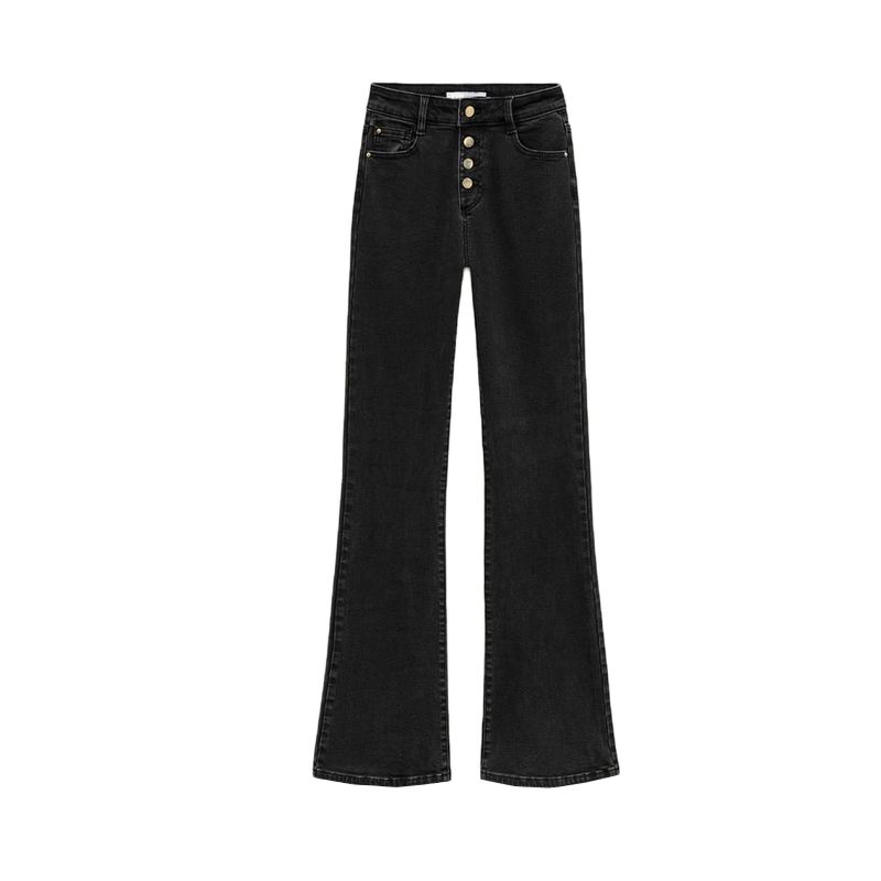 

Women s Spring Clothing Leisure Washed-out Effect A- line Trousers High Waist Temperament Horn Denim 1416222 Black L
