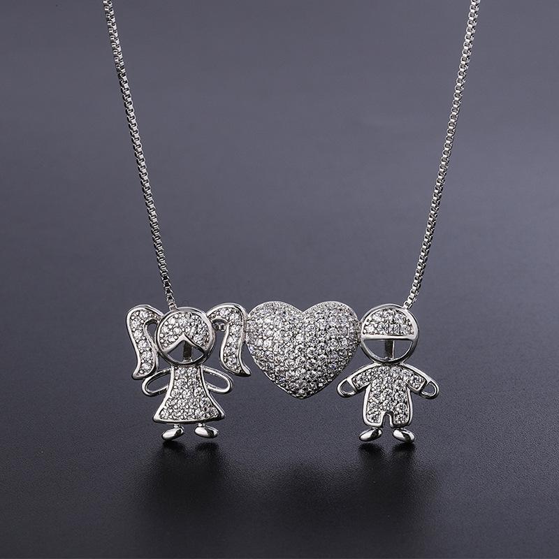 Necklace Women'S Creative Micro-Set Zircon Boys And Girls Pendant, Elegant Love Necklace Couple Gifts