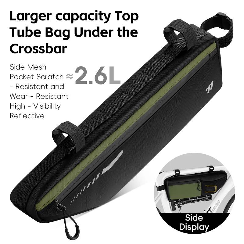 WEST BIKING Bicycle Bag 2.6L Large Capacity Cycling Tool Bags Portable Waterproof MTB Bike Top Tube Under Bag Riding Storage Bag